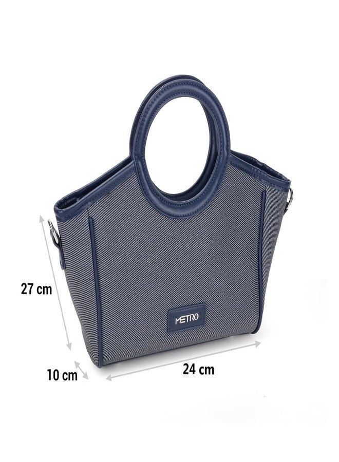 Metro Women Navy-Blue Casual Pu Soft Body Zipper Closure Solid Satchels With 1 Pocket And 1 Compartments (66-658) - Image 3