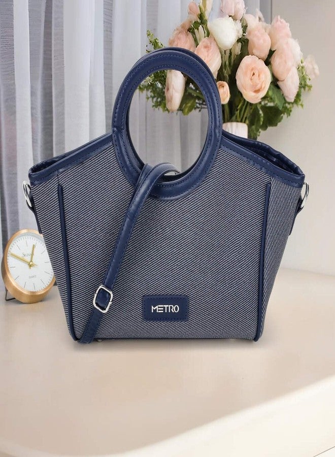 Metro Women Navy-Blue Casual Pu Soft Body Zipper Closure Solid Satchels With 1 Pocket And 1 Compartments (66-658) - Image 2