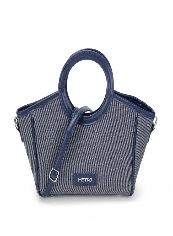 Metro Women Navy-Blue Casual Pu Soft Body Zipper Closure Solid Satchels With 1 Pocket And 1 Compartments (66-658) - Image 1