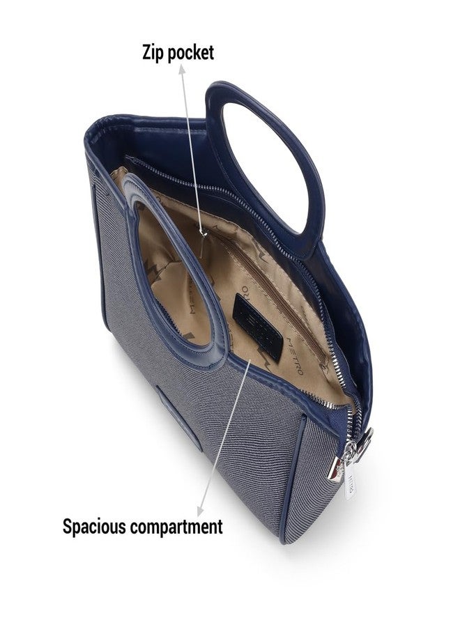 Metro Women Navy-Blue Casual Pu Soft Body Zipper Closure Solid Satchels With 1 Pocket And 1 Compartments (66-658) - Image 5