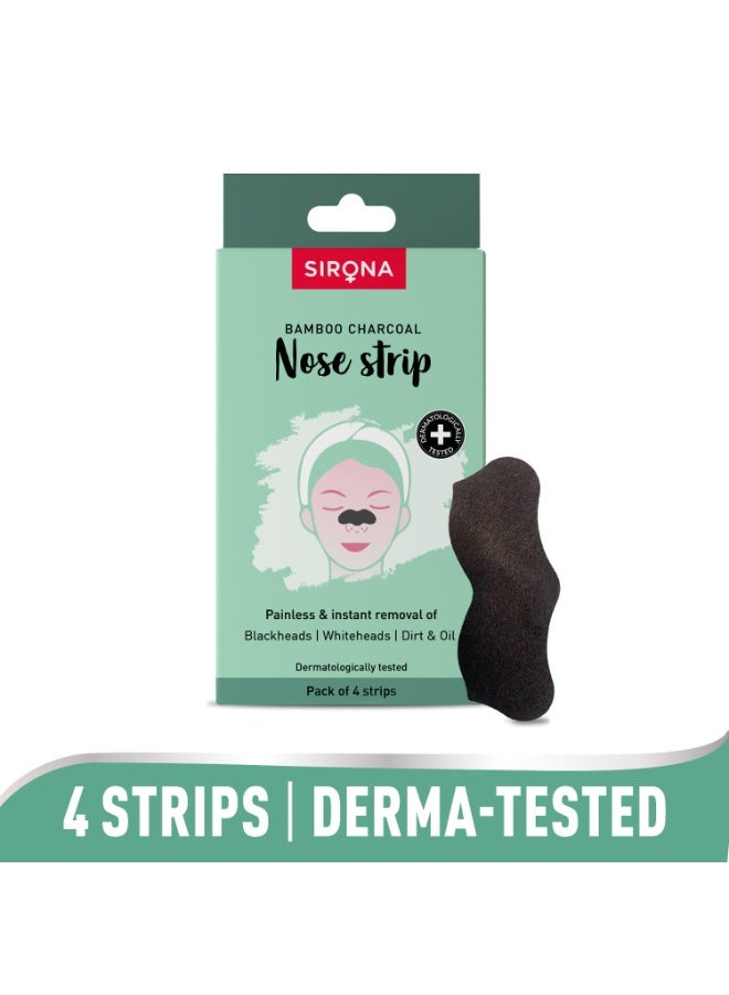 Sirona Blackhead Remover Bamboo Charcoal Nose Strips for Women – Pack of 4 | Painless & Instant Removal of Whiteheads, Blackheads, Pore Cleanser, Dirt & Oil - Image 2