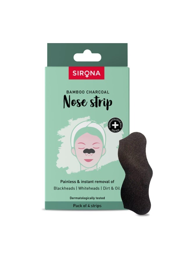 Sirona Blackhead Remover Bamboo Charcoal Nose Strips for Women – Pack of 4 | Painless & Instant Removal of Whiteheads, Blackheads, Pore Cleanser, Dirt & Oil - Image 1