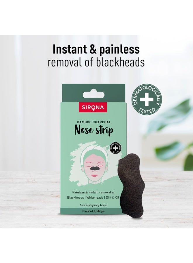 Sirona Blackhead Remover Bamboo Charcoal Nose Strips for Women – Pack of 4 | Painless & Instant Removal of Whiteheads, Blackheads, Pore Cleanser, Dirt & Oil - Image 4