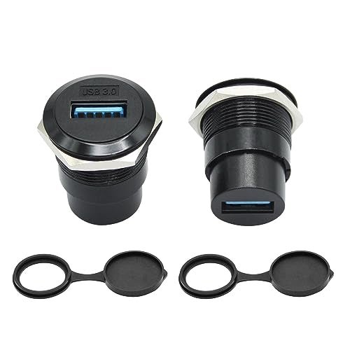 Maixbomr 2Pcs USB 3.0 Panel Mount Connector Socket, USB A Female to Female Fixed Pass Through Module with Dustcap, USB 3.0 High Speed Data Extension Coupler Adapter - Image 1