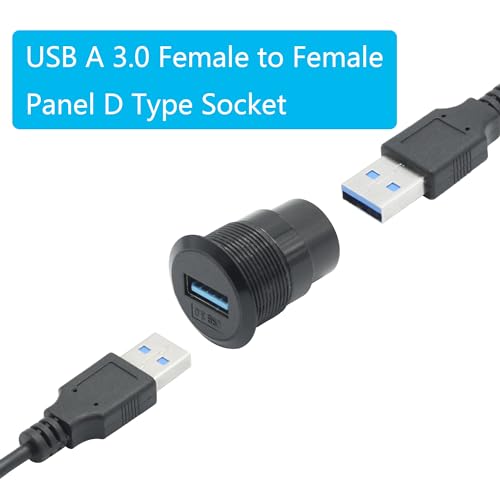 Maixbomr 2Pcs USB 3.0 Panel Mount Connector Socket, USB A Female to Female Fixed Pass Through Module with Dustcap, USB 3.0 High Speed Data Extension Coupler Adapter - Image 5