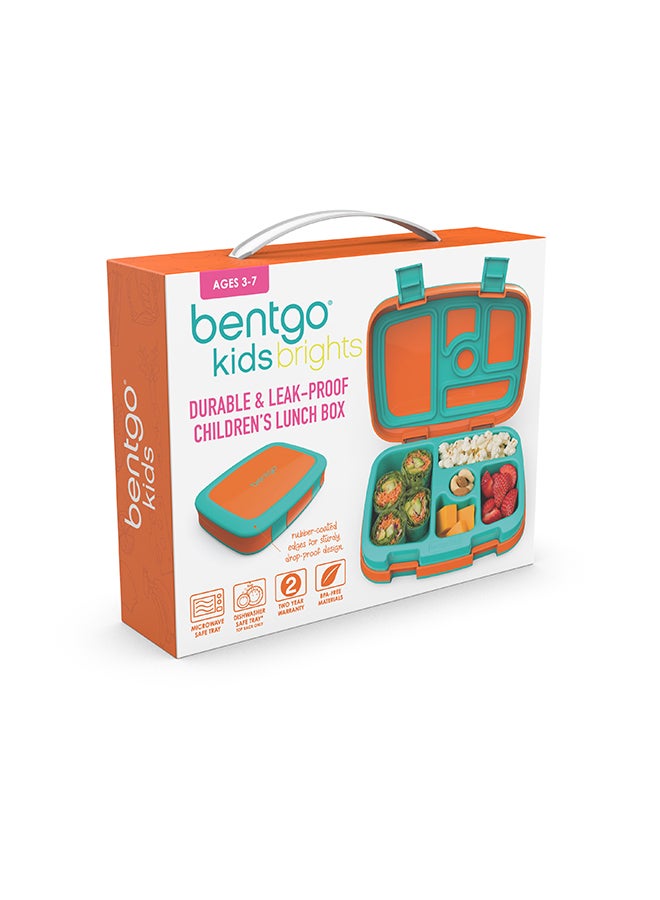 Bentgo Kids Brights Leak Proof 5 Compartment Bento Style Kids Lunch Box, Ideal Portion Sizes For Ages 3 To 7, Bpa Free And Food Safe Materials - Orange - Image 2