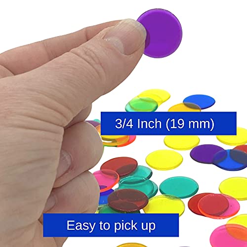 MR CHIPS Plastic Bingo Chips for Games 150 Count Bag Solid and Transparent Colors Counting Red 34 Inch - Image 5