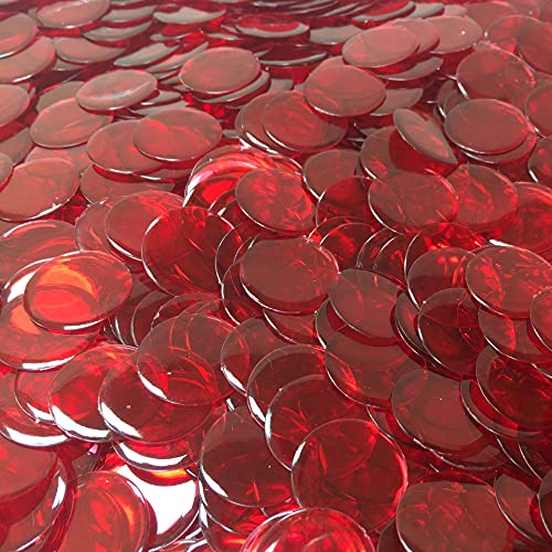 MR CHIPS Plastic Bingo Chips for Games 150 Count Bag Solid and Transparent Colors Counting Red 34 Inch - Image 1