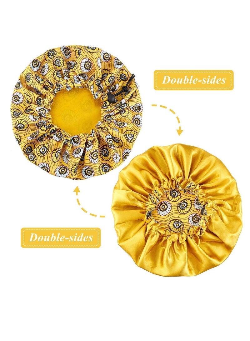 Y&D 3 Pieces Kids Satin Bonnet Adjustable Sleeping Cap Reversible Soft Flower Night Hats for Teens Toddler Child Baby - Image 4