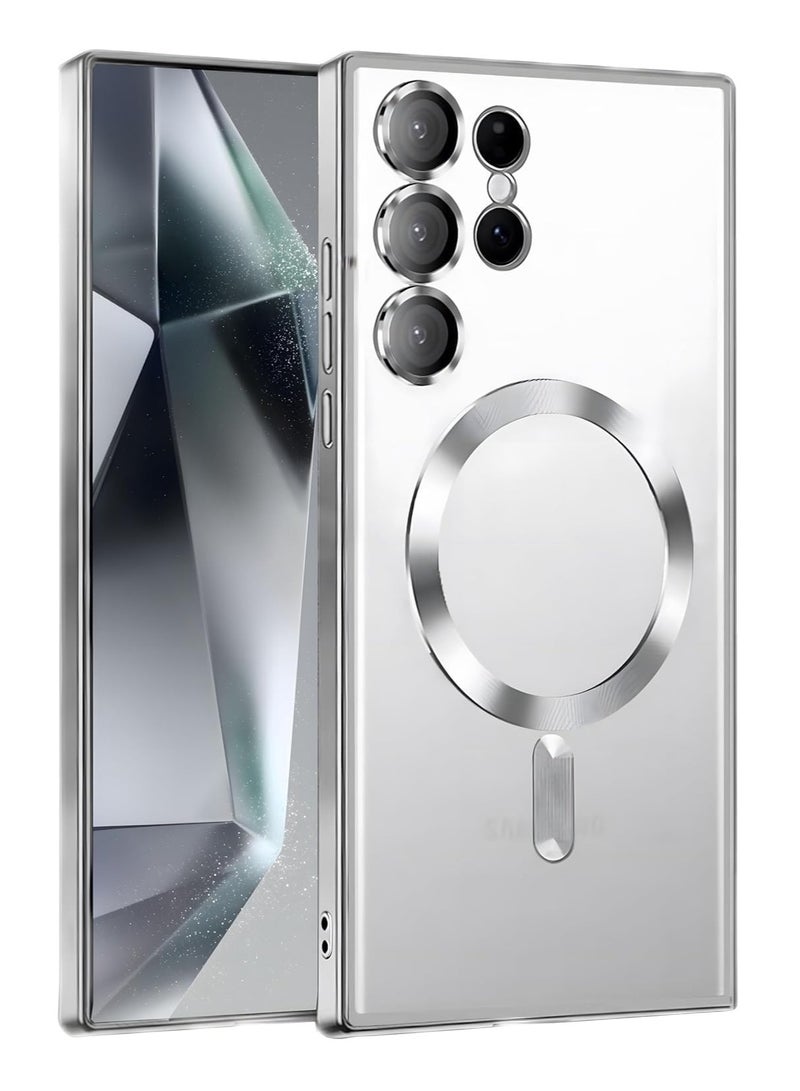 TIGER Case Compatible with Samsung Galaxy S25 Ultra 6.8" – Clear Magnetic Case with Camera Protection – Slim & Shockproof Soft TPU Cover – Wireless Charging Compatible – Scratch-Resistant & Anti-Yellowing for Galaxy S25 Ultra Silver - Image 1