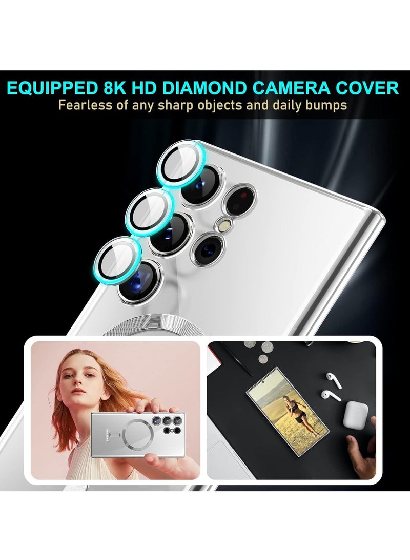 TIGER Case Compatible with Samsung Galaxy S25 Ultra 6.8" – Clear Magnetic Case with Camera Protection – Slim & Shockproof Soft TPU Cover – Wireless Charging Compatible – Scratch-Resistant & Anti-Yellowing for Galaxy S25 Ultra Silver - Image 3