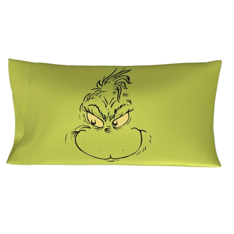 Franco Collectibles Grinch by Dr Seuss Holiday Beauty Silky Satin King Size Pillowcase Cover 20x36 for Hair and Skin Officially Licensed Product - Image 2