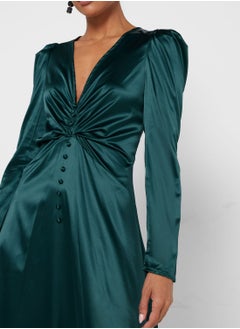 ELLA Ruched Detail Buttoned Dress  - Image 3