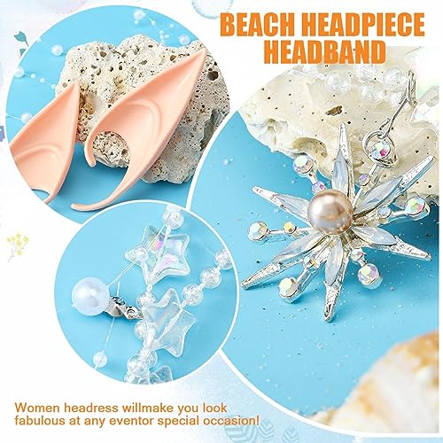 Aukmla Star Boho Head Chain with Fairy Elf Ear Pearl Tassel Headpiece Hair Chains Jewelry Halloween Costume Festival Headband Hair Accessories for Women and Girls - Image 4
