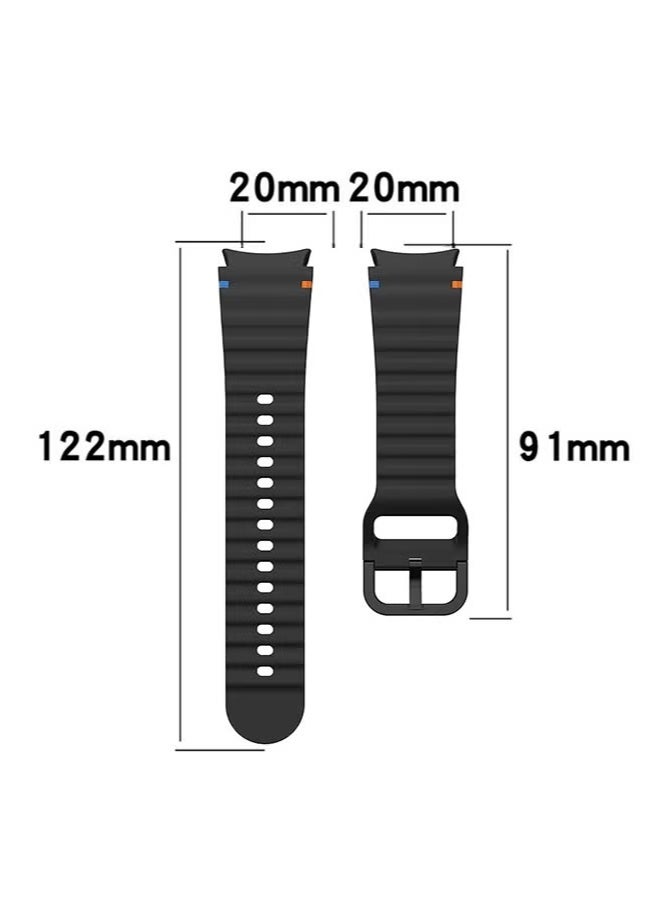 X-level Sports Silicone Strap for Samsung Galaxy Watch 7/FE/6/5/4 Strap 40mm 44mm/Galaxy Watch 5 Pro Strap 45mm, Silicone Sports Strap Galaxy Watch 6 4 Classic Strap Women's Men's (Black) - Image 3