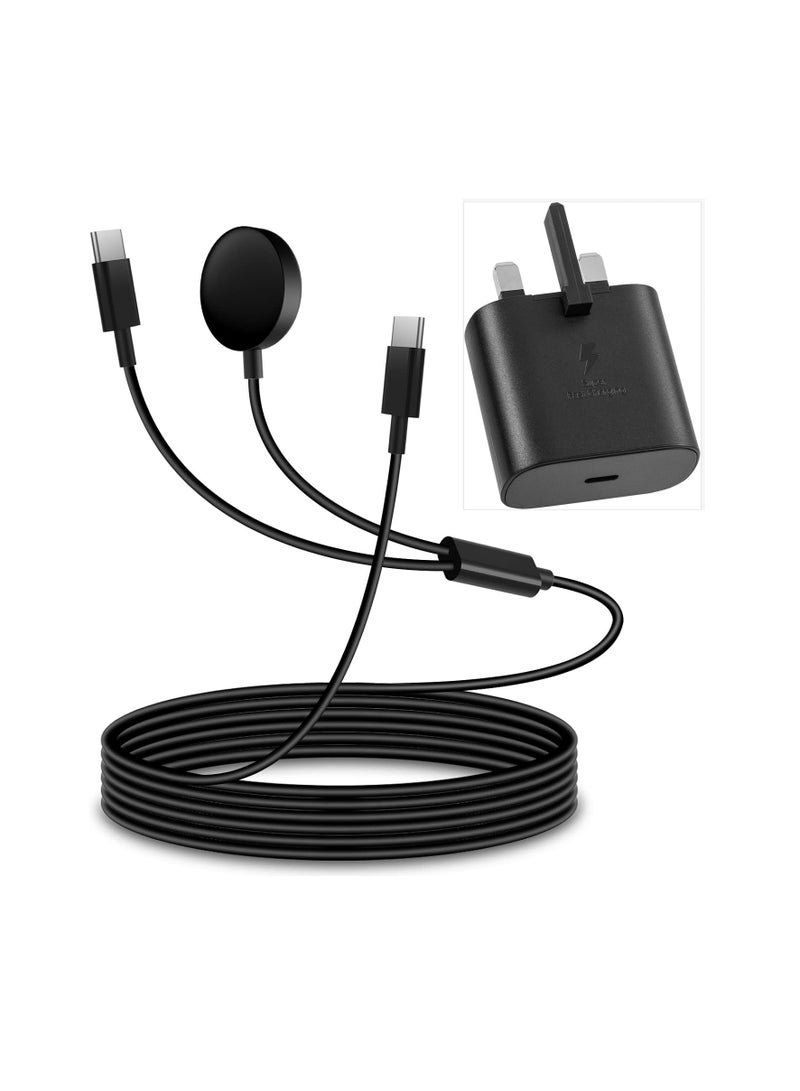 general 25W USB C Charger, 2 in 1 Watch Charger Compatible for Samsung Galaxy Watch 7/FE/6/6 Classic/5 Pro/5/4/3/Active2/1 and Galaxy S25/S24/S23/S22/21/20 Note20/10/Z Fold 6 5 4/ Z Flip 6 5 4 3 and Galaxy - Image 1