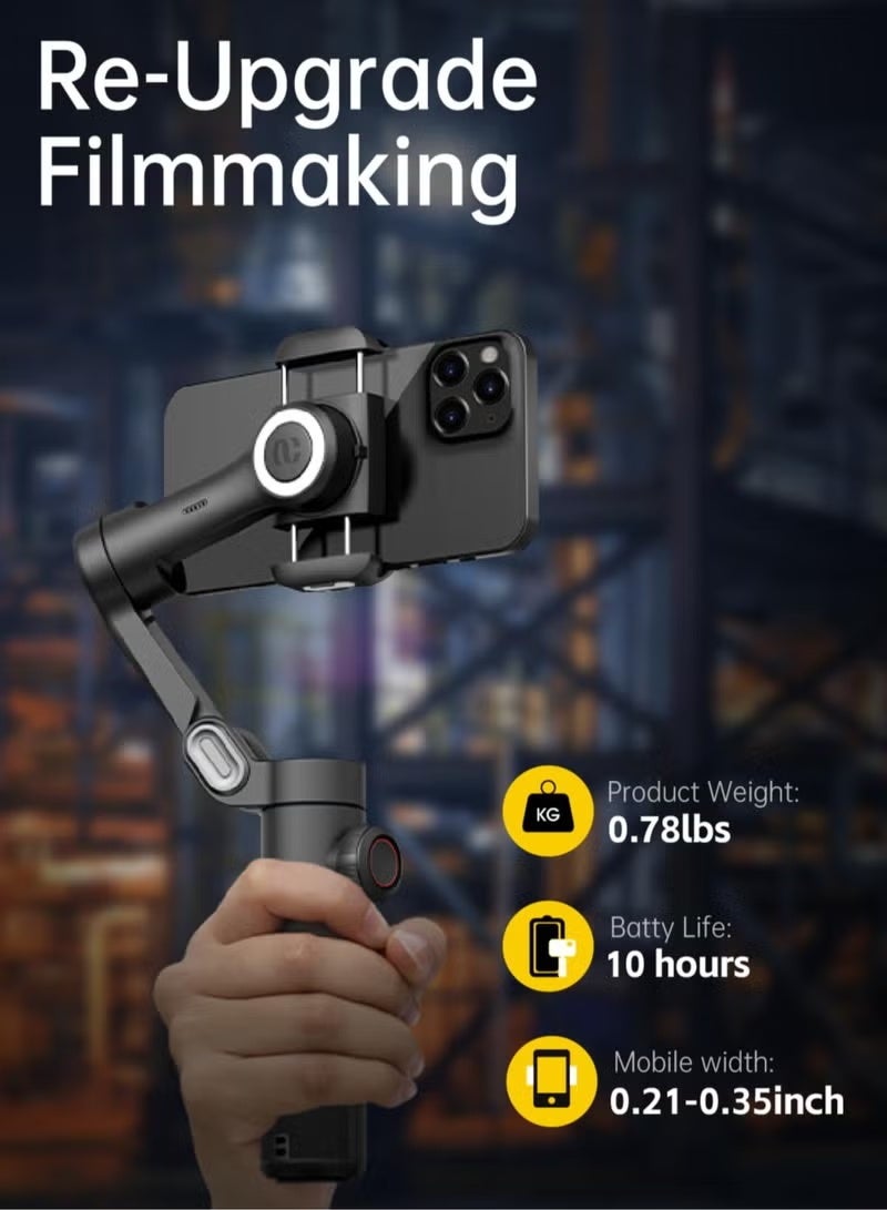 اوتشوان هاتف تثبيت النظام 3-Axis هاتف ذكيّ مطوي لـ iPhone Gimble with Focus Wheel TikTok يوتيوب Vlog Stabiliser لـ iPhone & Android - Image 2