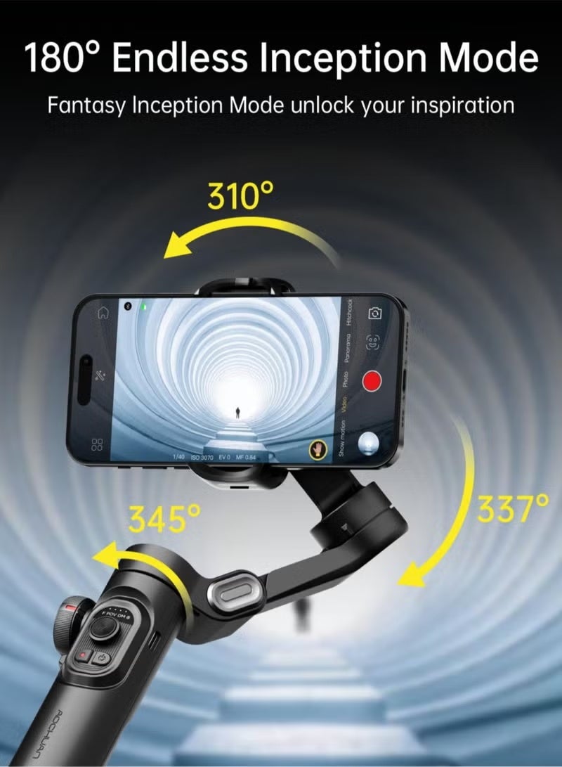 اوتشوان هاتف تثبيت النظام 3-Axis هاتف ذكيّ مطوي لـ iPhone Gimble with Focus Wheel TikTok يوتيوب Vlog Stabiliser لـ iPhone & Android - Image 3