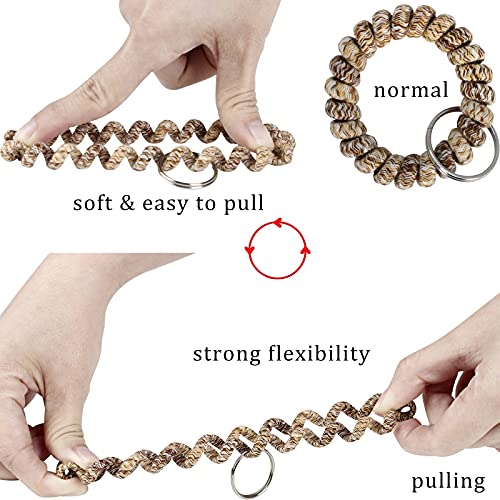 BIHRTC Pack of 6 Keychain Bracelet Wristlet Wrist Key Chain Holder Spring Wristband Flexible Spiral Wrist Coil Spring Stretchable Spiral Key Rings for Gym Pool ID Badge Sports - Image 3
