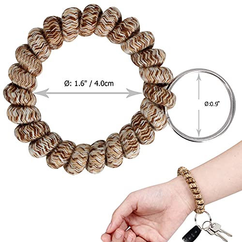 BIHRTC Pack of 6 Keychain Bracelet Wristlet Wrist Key Chain Holder Spring Wristband Flexible Spiral Wrist Coil Spring Stretchable Spiral Key Rings for Gym Pool ID Badge Sports - Image 2