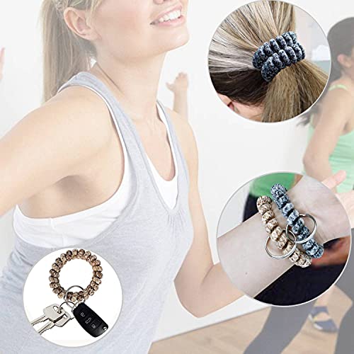 BIHRTC Pack of 6 Keychain Bracelet Wristlet Wrist Key Chain Holder Spring Wristband Flexible Spiral Wrist Coil Spring Stretchable Spiral Key Rings for Gym Pool ID Badge Sports - Image 4