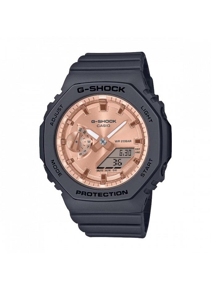 CASIO - Casio G-SHOCK Womens Watch GMA-S2100MD-1ADR Black Strap watch with Pink Gold Dial - Image 1