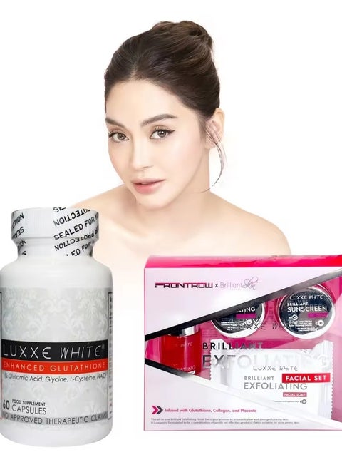 frontrow luxxe white enhanced glutathione frontrow Luxxe White Brilliant Exfoliating Facial Set | Day & Night, For  Sensitive Skin , Derma Care Set | Best Price KSA