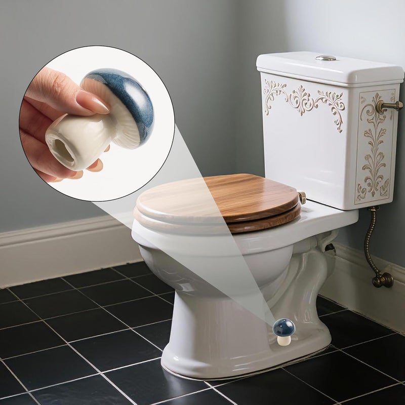 BEUNAIZER Ceramic Toilet Bolt Covers Decorative, Toilet Screw Cover Caps, Toilet Caps for Bottom of Toilet, Cute Mushroom Toilet Bolt Caps, Set of 2 Toilet Bowl Bolt Covers Floor, Bathroom Decor (Blue) - Image 4