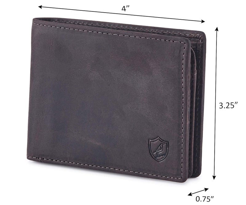 Cochoa Bifold Wallet for Men's Real Genuine Slim Leather RFID Blocking 2 ID Windows Stylish Travel Gift Box (CRAZY HORSE, COFFEE) - Image 3