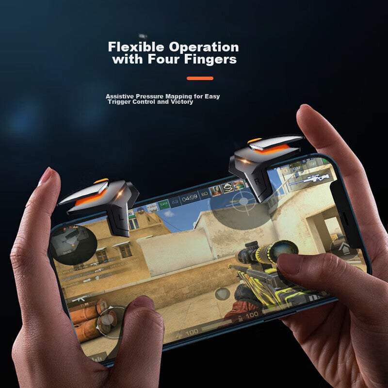 KOVOL [Top Ranked] PUBG Mobile Controller with Mechanical Buttons, Four-Finger Trigger Assist Device for Mobile Games, Peace Elite Delta Action External Accessory Compatible with Android And iOS - Image 3