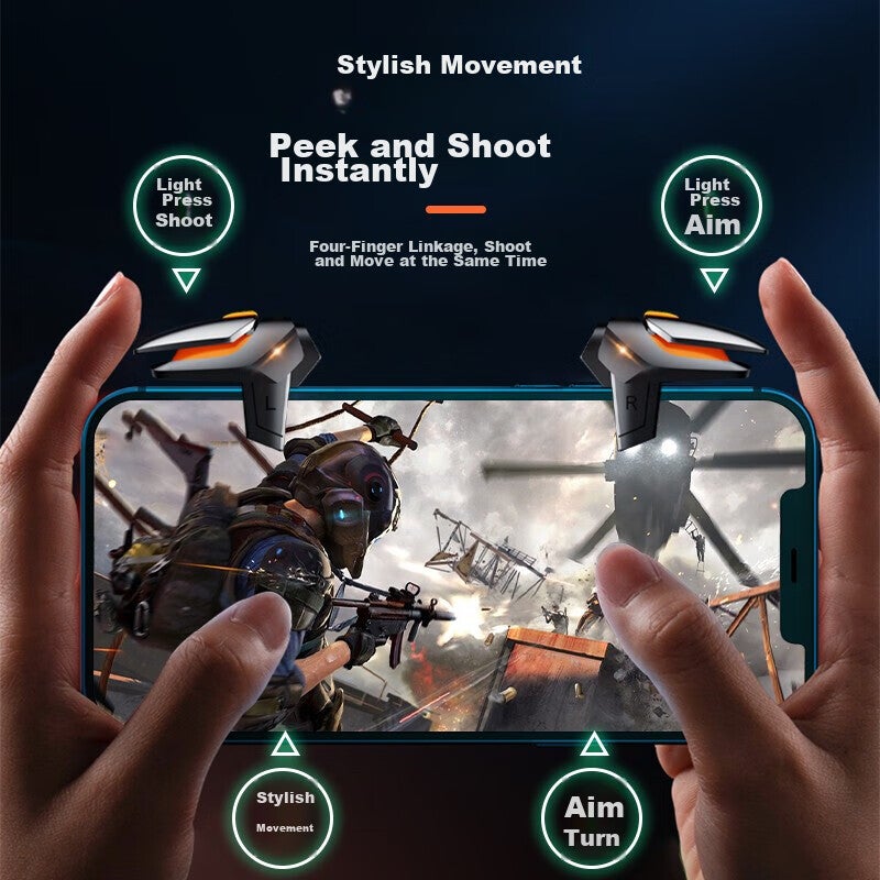 KOVOL [Top Ranked] PUBG Mobile Controller with Mechanical Buttons, Four-Finger Trigger Assist Device for Mobile Games, Peace Elite Delta Action External Accessory Compatible with Android And iOS - Image 4