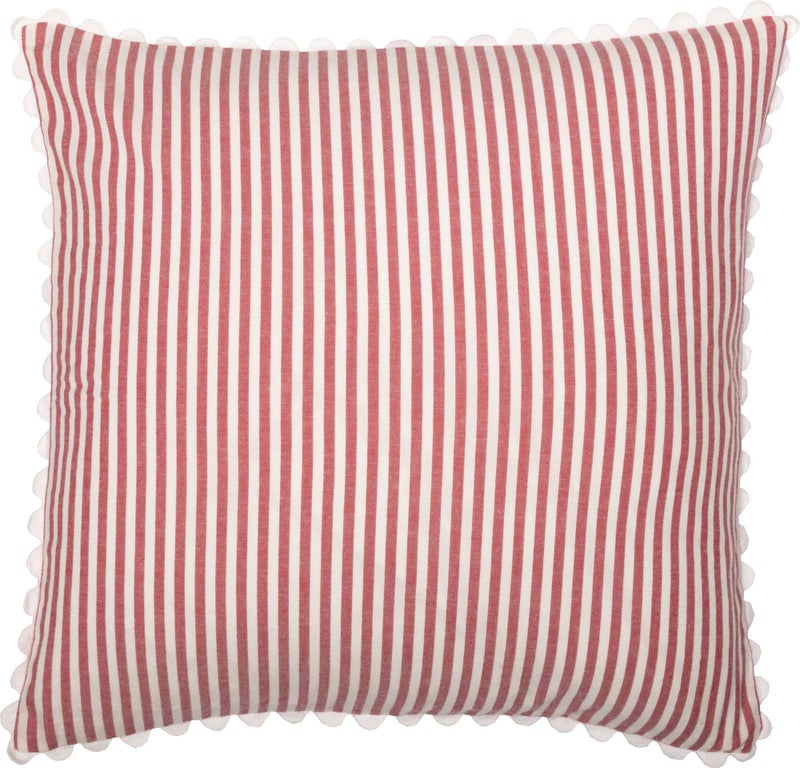 Piper Classics Farmhouse Ticking Stripe Red Pillow Cover, 18" x 18", Home DÃ©cor Accent Pillow Case w/Rick Rack - Image 3