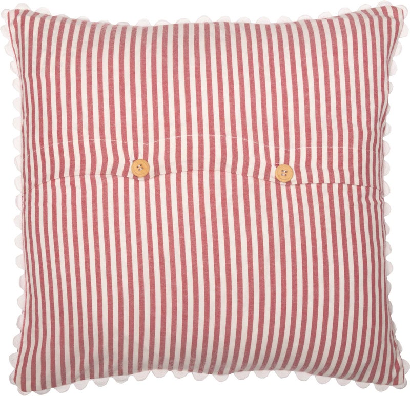 Piper Classics Farmhouse Ticking Stripe Red Pillow Cover, 18" x 18", Home DÃ©cor Accent Pillow Case w/Rick Rack - Image 4