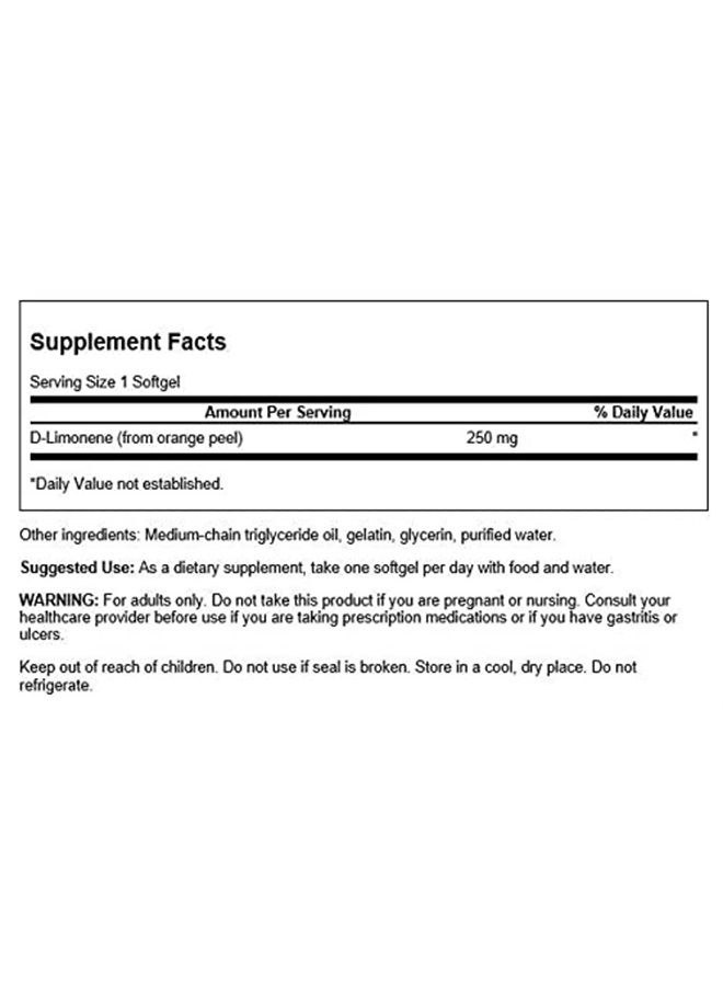 SWANSON D-Limonene Cold-Pressed Orange Peel Extract 250 Milligrams 60 Sgels - Image 2