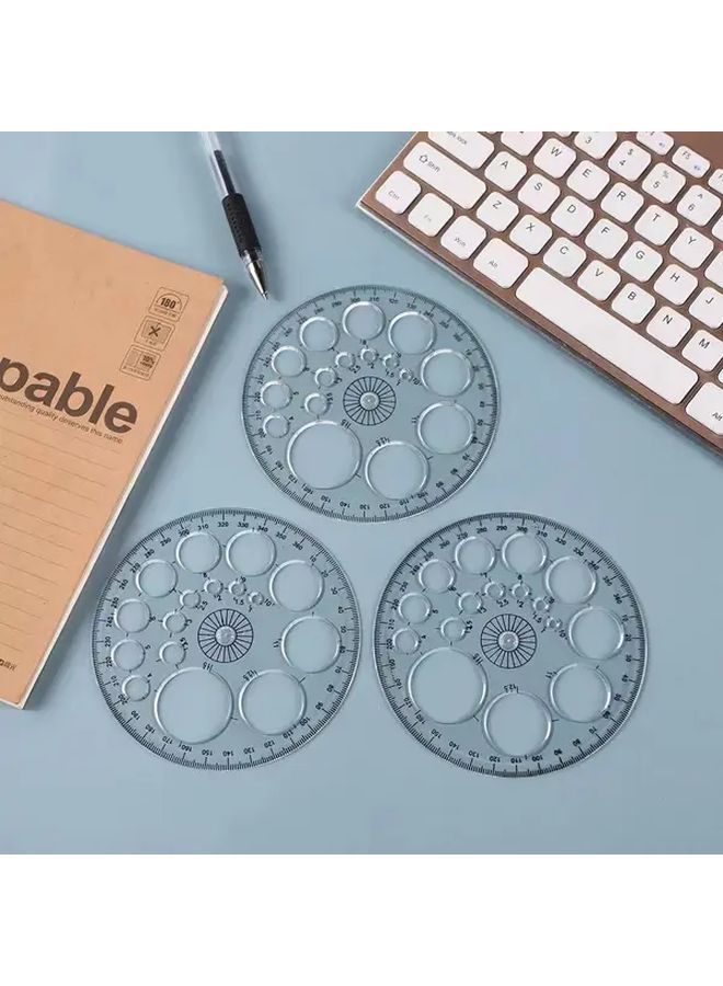 2pcs Transparent 360 Degree Protractor Ruler Circular Patchwork Design For Drawing Angles - Image 4
