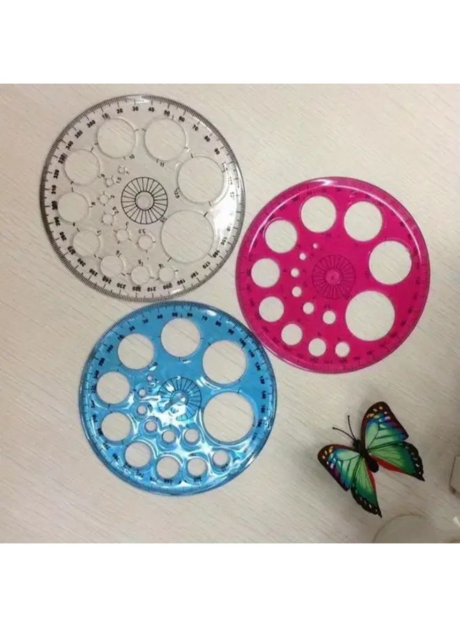 2pcs Transparent 360 Degree Protractor Ruler Circular Patchwork Design For Drawing Angles - Image 5