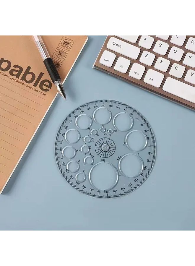 2pcs Transparent 360 Degree Protractor Ruler Circular Patchwork Design For Drawing Angles - Image 1