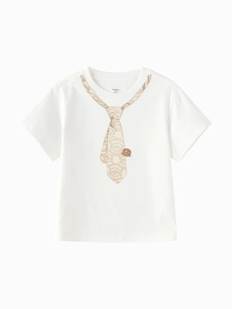 بالابالا Toddler Boys Round v-neck short-sleeved T-shirt