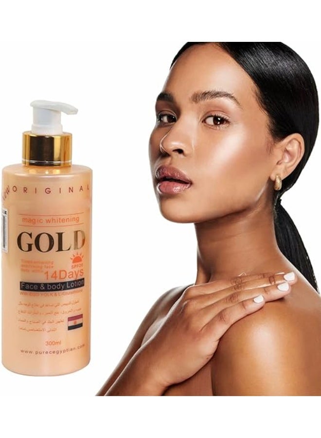 بيور لوشن تبييض الذهب المصري الخالص 300 مل - لوشن تفتيح الجسم لمدة 14 يومًا مع الجلوتاثيون لبشرة مشرقة وموحدة اللون - Image 2