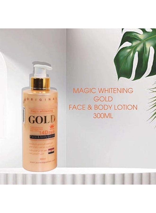 بيور لوشن تبييض الذهب المصري الخالص 300 مل - لوشن تفتيح الجسم لمدة 14 يومًا مع الجلوتاثيون لبشرة مشرقة وموحدة اللون - Image 3