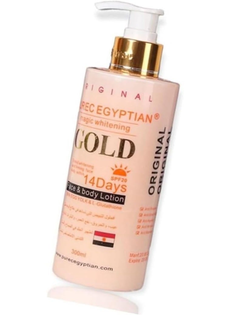 بيور لوشن تبييض الذهب المصري الخالص 300 مل - لوشن تفتيح الجسم لمدة 14 يومًا مع الجلوتاثيون لبشرة مشرقة وموحدة اللون - Image 4