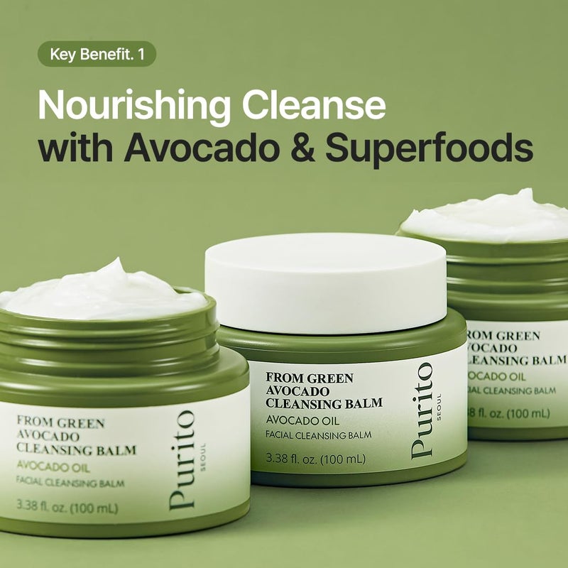 PURITO From Green Avocado Cleansing Balm 100ml / 3.38 fl. oz., Melt-In Moisture with Avocado Oil, Vegan, Cruelty-Free, Suitable for Dry Skin, Korean Skincare - Image 5