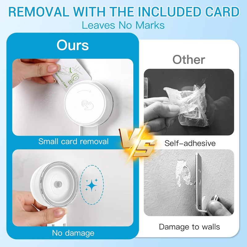 LUXEAR Heavy Duty Waterproof Shower Hooks 2 Pack - Suction Hook, No Drill Damage-Free Removable Reusable Wall Hooks for Bathroom Kitchen Towel Bathrobe Loofah Shower Hooks (Max Load 11LB/5KG)​ - Image 5