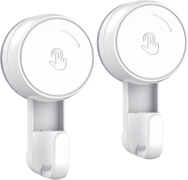 LUXEAR Heavy Duty Waterproof Shower Hooks 2 Pack - Suction Hook, No Drill Damage-Free Removable Reusable Wall Hooks for Bathroom Kitchen Towel Bathrobe Loofah Shower Hooks (Max Load 11LB/5KG)​ - Image 1