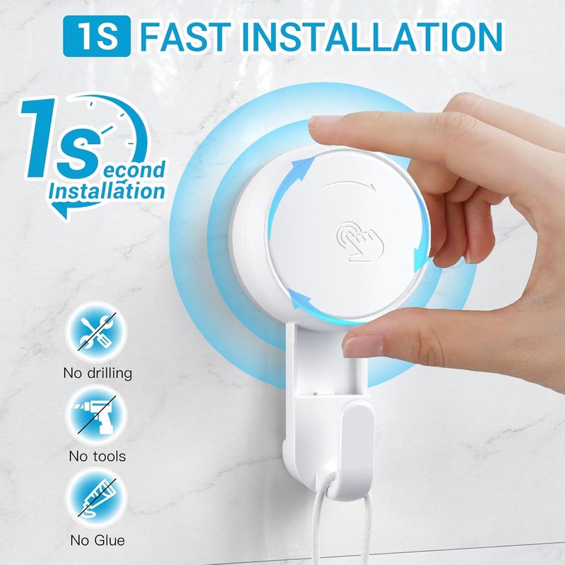 LUXEAR Heavy Duty Waterproof Shower Hooks 2 Pack - Suction Hook, No Drill Damage-Free Removable Reusable Wall Hooks for Bathroom Kitchen Towel Bathrobe Loofah Shower Hooks (Max Load 11LB/5KG)​ - Image 2
