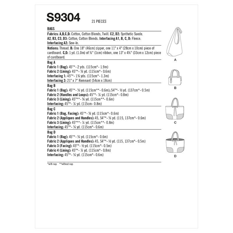 Simplicity Handbag, Hobo, Tote Bag Packet, Code 9304 Sewing Pattern, One Size, White,SS9304OS - Image 2