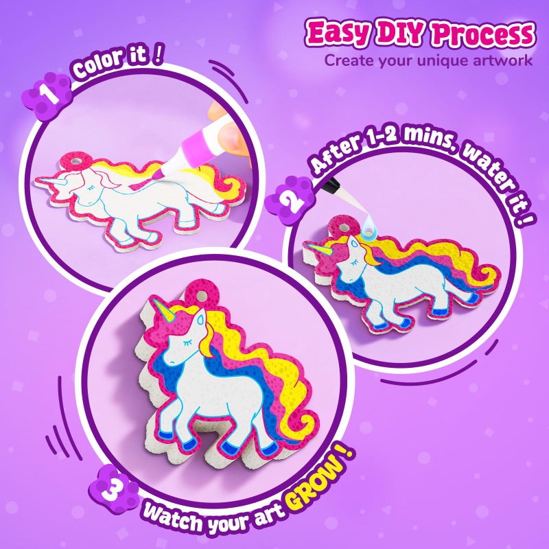 JoyCat Art Kit- 3D DIY Foam Texture Painting Kit, Unicorn & Princess Magic Puffy Paint Kit, Easter Basket Stuffers, Craft Kits for Kids, Creative Gift for Girls & Boys Ages 4, 5, 6, 7, 8, 9, 10 - Image 4