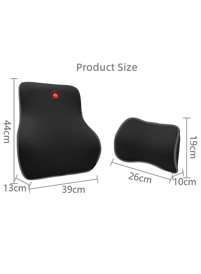 Ergonomic Lumbar Support Cushion, Memory Foam Back Support for Car Seat Office Chair Gaming Chair, Backrest  with Adjustable Straps(Black) - Image 2