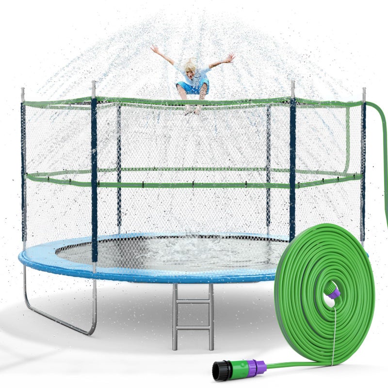 Jasonwell Trampoline Sprinkler Kids Outdside: Trampoline Accessories Waterpark Tropical Party Summer Outdoor Fun Water Games Toys Sprinklers Backyard Water Park Activity Toy for Kids Boys Girls (39FT) - Image 1
