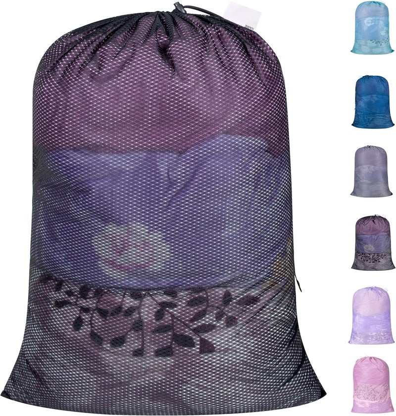 Heavy Duty Diamond Mesh Laundry Bag, 30"x36"| 2 Pack, Black - Image 1
